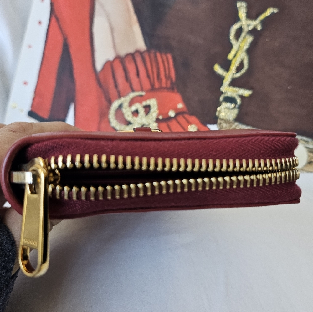 Gucci Red Leather Long Zip Wallet w/horsebit - Picture 4 of 13